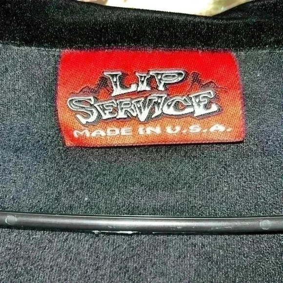 Y2K VTG Lip Service Women Tunic Top Small Lace Up Crushed Velvet Bell Sleeve XL - Picture 4 of 8